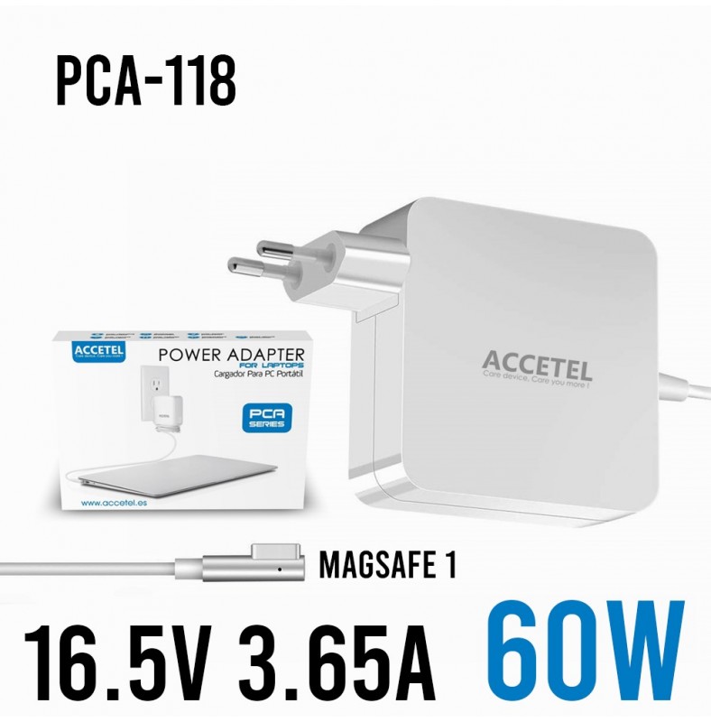 PCA-118 Cargador Macbook 60W 16.5V 3.65A Magsafe 1/L